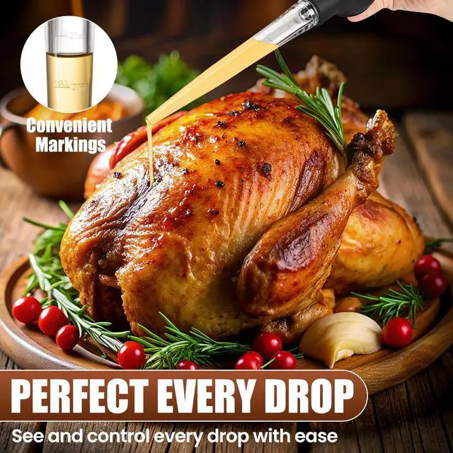 Alt view image 2 of 7 - Premium Turkey Basters for Cooking Baster Syringe for Hot Liquids Meat and Food Injector Essential Thanksgiving Cooking Tool Turkey Baster Large with Cleaning Brush(Black)