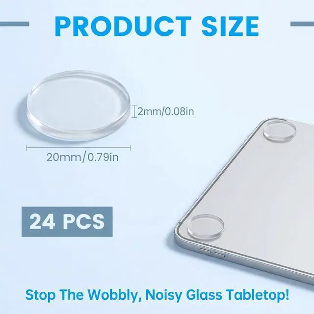 Alt view image 2 of 7 - 24Pcs Clear Glass Table Top Anti Slip Pads Rubber Bumpers 20mm×2mm Adhesive Dots for Glass Cutting Board Rubber Feet Clear Cabinet Door Bumpers 3/4" Silicone Grippers Non Slip Silicone Feet