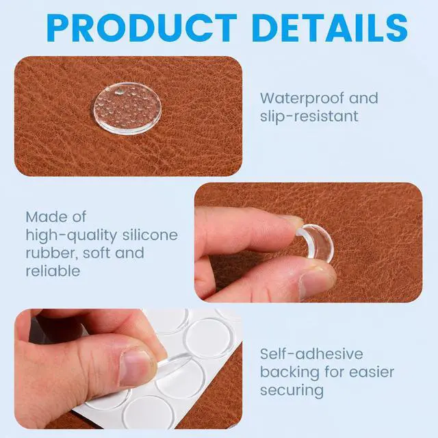 Alt view image 4 of 7 - 24Pcs Clear Glass Table Top Anti Slip Pads Rubber Bumpers 20mm×2mm Adhesive Dots for Glass Cutting Board Rubber Feet Clear Cabinet Door Bumpers 3/4" Silicone Grippers Non Slip Silicone Feet