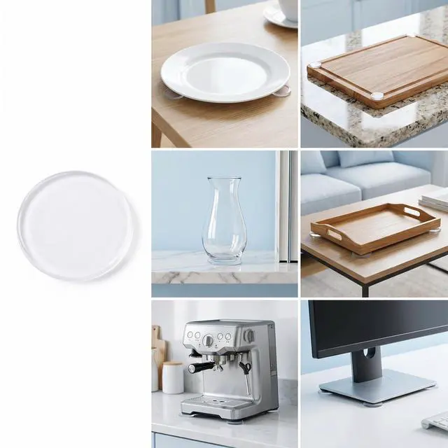 Alt view image 7 of 7 - 24Pcs Clear Glass Table Top Anti Slip Pads Rubber Bumpers 20mm×2mm Adhesive Dots for Glass Cutting Board Rubber Feet Clear Cabinet Door Bumpers 3/4" Silicone Grippers Non Slip Silicone Feet