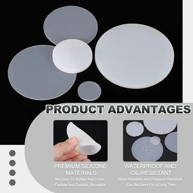 Alt view image 3 of 7 - Glass Table Top Anti Slip Pads, 10Pcs 15mm Dia x 1mm Thick Clear Glasses Tables Silicone Bumper Pad for Photo Frame Furniture Kitchen Cabinets DIY Home Craft, White