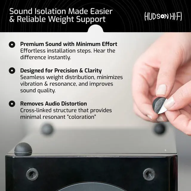 Alt view image 7 of 7 - Speaker Isolation Feet (4-Pack, 1") Adhesive Silicone Anti-Vibration Pads for Speakers, Turntables, Subwoofers & Amplifiers, Supports 5-13 lbs Per Pad