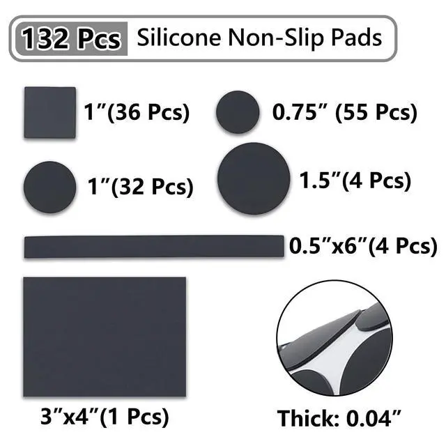 Alt view image 2 of 7 - 132 Pcs Non Slip Self-Adhesive Silicone Cuttable Furniture Pads, Anti-Sliding Anti-Scratch Rubber Floor Protectors for Any Furniture and Appliances - Black (Matte)