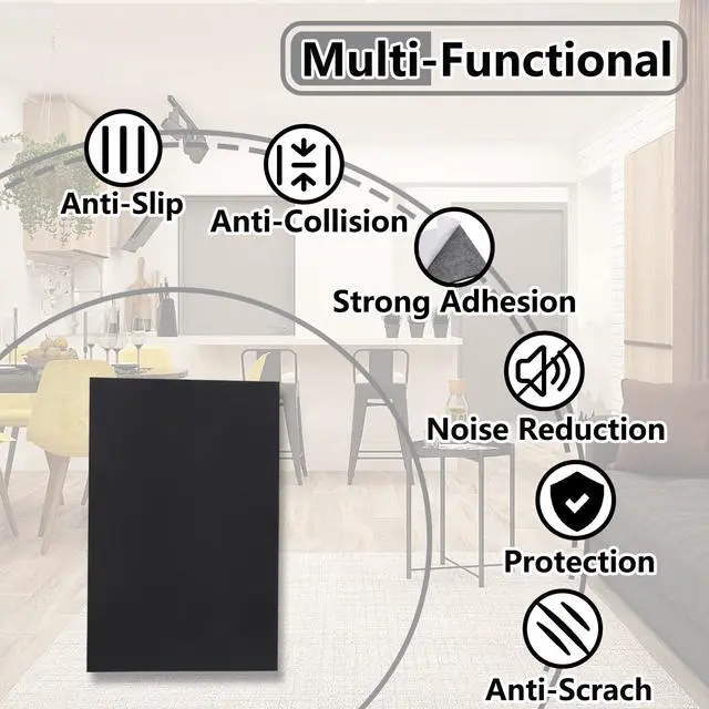Alt view image 3 of 7 - 132 Pcs Non Slip Self-Adhesive Silicone Cuttable Furniture Pads, Anti-Sliding Anti-Scratch Rubber Floor Protectors for Any Furniture and Appliances - Black (Matte)
