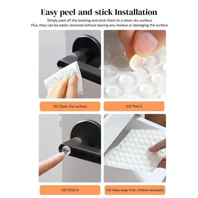 Alt view image 7 of 7 - Cabinet Door Bumpers 4mm/5.5mm Thick - 3 Shapes 214 Pcs Variety Pack with Self-Adhesive Pads, Clear Rubber Bumper Feet Pads for Cabinet Stoppers, Drawers, Furniture