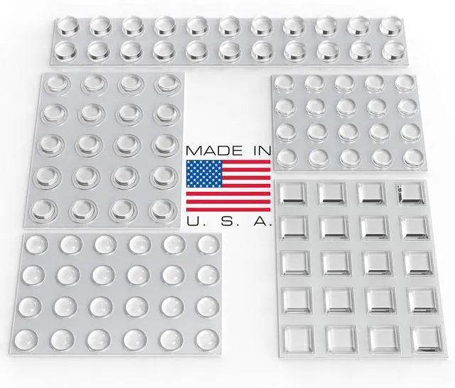 Main image of Clear Adhesive Bumper Pads 106-PC Combo Pack (Round, Spherical, Square) - Sound Dampening Transparent Rubber Feet for Cabinet Doors, Drawers, Glass Tops, Picture Frames, Cutting Boards