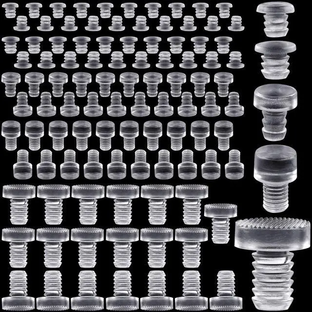 Main image of 50 Pcs Glass Top Table Bumpers with Stem, 5 Sizes Assorted Anti-Slip Pads, Clear Silicone Glass Patio Table Parts, Cabinet Stoppers for Furniture (0.19/0.20/0.21/0.24/0.35inch)