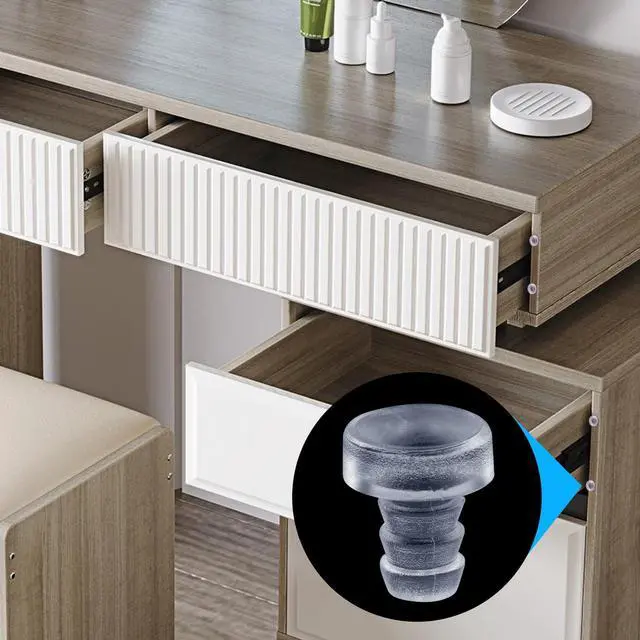 Alt view image 5 of 6 - 50 Pcs Glass Top Table Bumpers with Stem, 5 Sizes Assorted Anti-Slip Pads, Clear Silicone Glass Patio Table Parts, Cabinet Stoppers for Furniture (0.19/0.20/0.21/0.24/0.35inch)