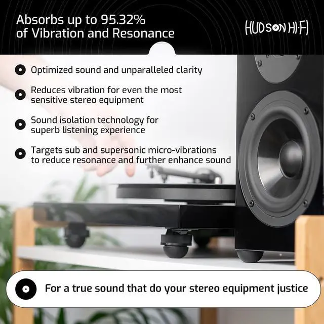 Alt view image 3 of 7 - Speaker Isolation Feet (4-Pack, 1") Adhesive Silicone Anti-Vibration Pads for Speakers, Turntables, Subwoofers & Amplifiers, Supports 5-13 lbs Per Pad