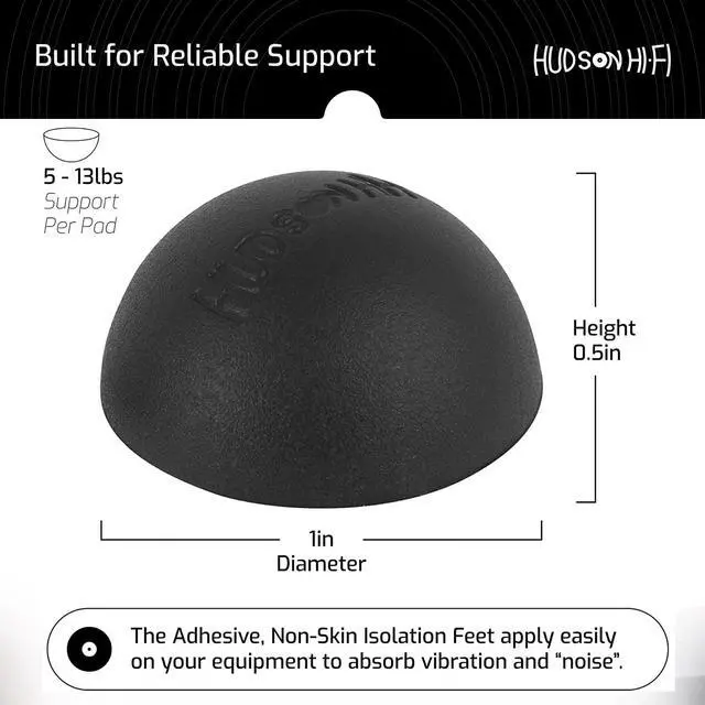 Alt view image 6 of 7 - Speaker Isolation Feet (4-Pack, 1") Adhesive Silicone Anti-Vibration Pads for Speakers, Turntables, Subwoofers & Amplifiers, Supports 5-13 lbs Per Pad