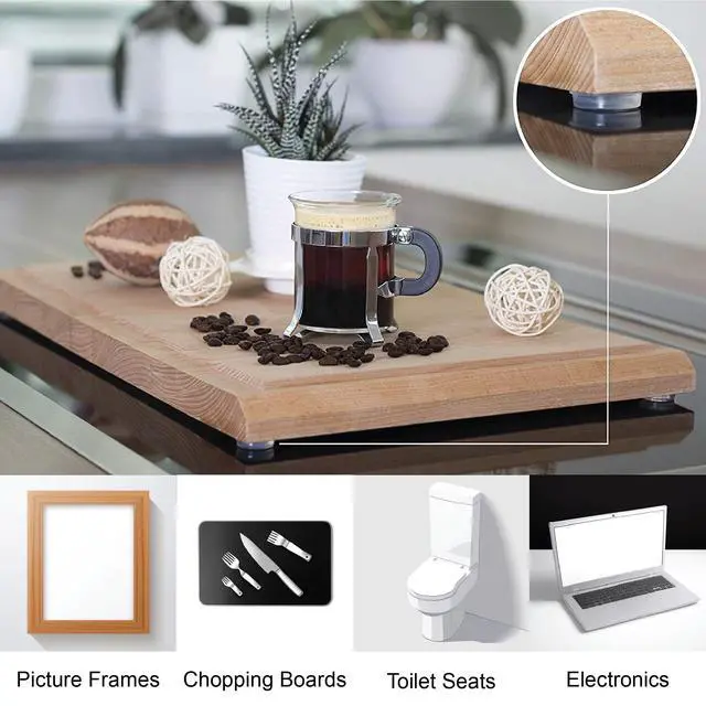 Alt view image 4 of 7 - Pack of 50 Cabinet Door Bumpers - 1/2 Diameter Clear Adhesive Pads for Drawers, Glass Tops, Cutting Boards, Picture Frames, Small Furniture
