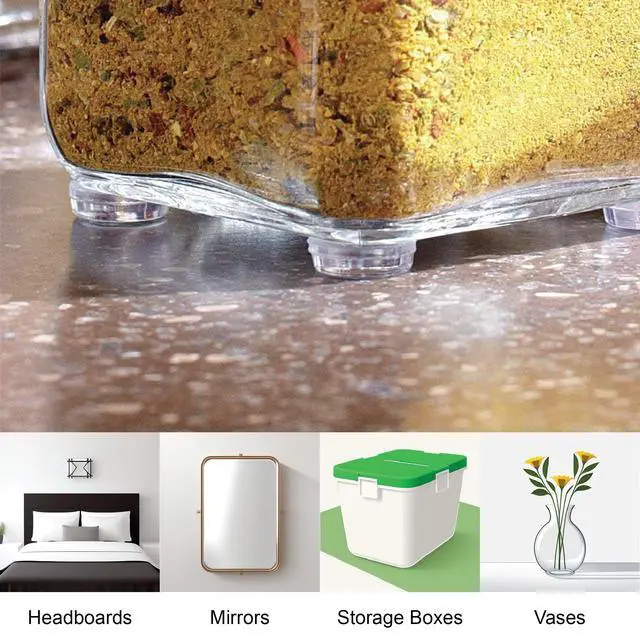 Alt view image 5 of 7 - Pack of 50 Cabinet Door Bumpers - 1/2 Diameter Clear Adhesive Pads for Drawers, Glass Tops, Cutting Boards, Picture Frames, Small Furniture