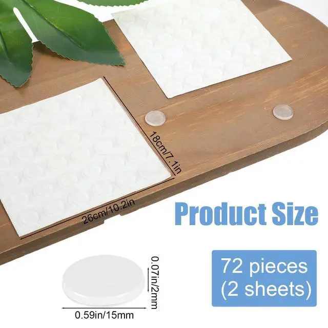 Alt view image 2 of 7 - 72pcs Glass Table Top Anti-Slip Pads, Rubber Cabinet Bumpers Dots, Clear Silicone Bumper Pads Rubber Feet for Cutting Board 2mm Thickness
