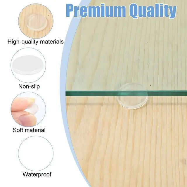 Alt view image 3 of 7 - 72pcs Glass Table Top Anti-Slip Pads, Rubber Cabinet Bumpers Dots, Clear Silicone Bumper Pads Rubber Feet for Cutting Board 2mm Thickness