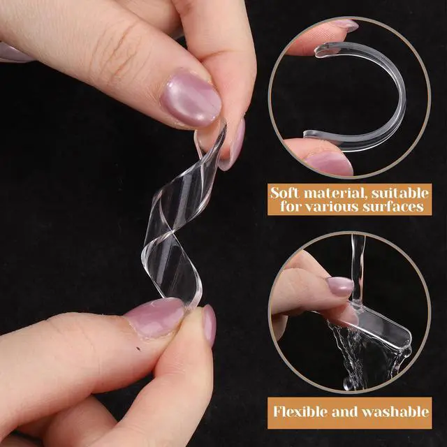 Alt view image 4 of 7 - 24PCS Clear Door Wall Bumpers Strips, Clear Silicone Protector Strips, Self Adhesive Cabinet Door Bumpers, Transparent Sound Dampening Buffer Pads for Drawers, Table Tops, Toilet Covers,Table Corners