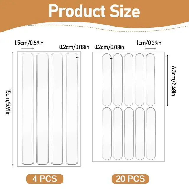 Alt view image 2 of 7 - 24PCS Clear Door Wall Bumpers Strips, Clear Silicone Protector Strips, Self Adhesive Cabinet Door Bumpers, Transparent Sound Dampening Buffer Pads for Drawers, Table Tops, Toilet Covers,Table Corners