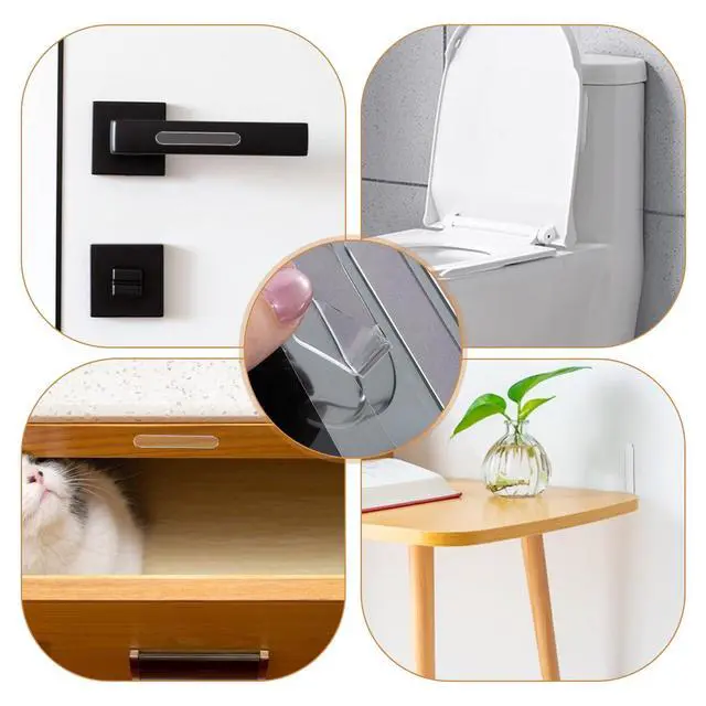 Alt view image 5 of 7 - 24PCS Clear Door Wall Bumpers Strips, Clear Silicone Protector Strips, Self Adhesive Cabinet Door Bumpers, Transparent Sound Dampening Buffer Pads for Drawers, Table Tops, Toilet Covers,Table Corners