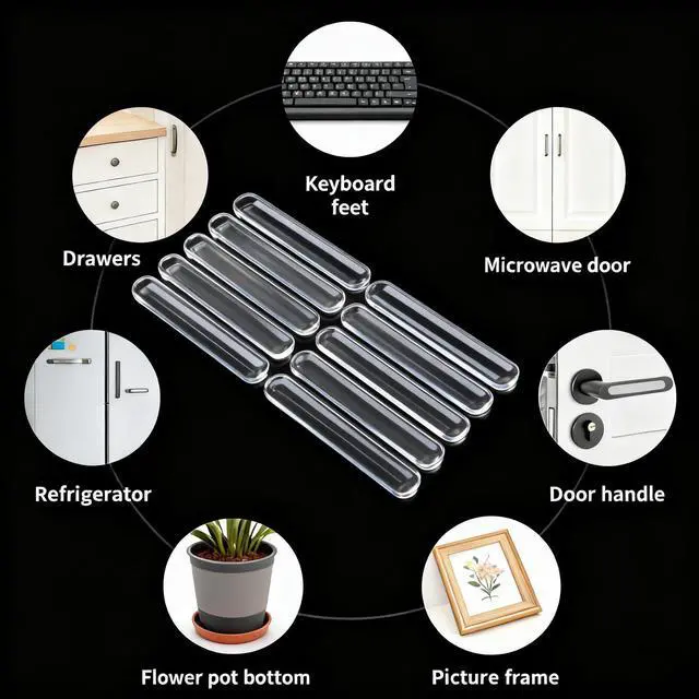 Alt view image 4 of 5 - 50 Pcs Clear Silicone Cabinet Door Bumpers, Self-Adhesive Sound Dampening Pads for Furniture, Drawers, Table Tops - Transparent Protection Strips for Wall, Surface Protection