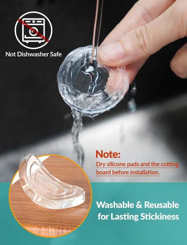 Alt view image 3 of 7 - 16-Pack Non-Slip Cutting Board Feet, Self-Adhesive Silicone Pads