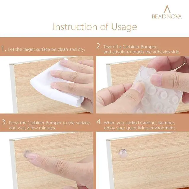 Alt view image 4 of 7 - Door Bumper 100Pcs Clear Cabinet Door Cushion Clear Coaster Pads Self Adhesive Furniture Bumpers for Kitchen Cabinets (Square, 13x3mm)