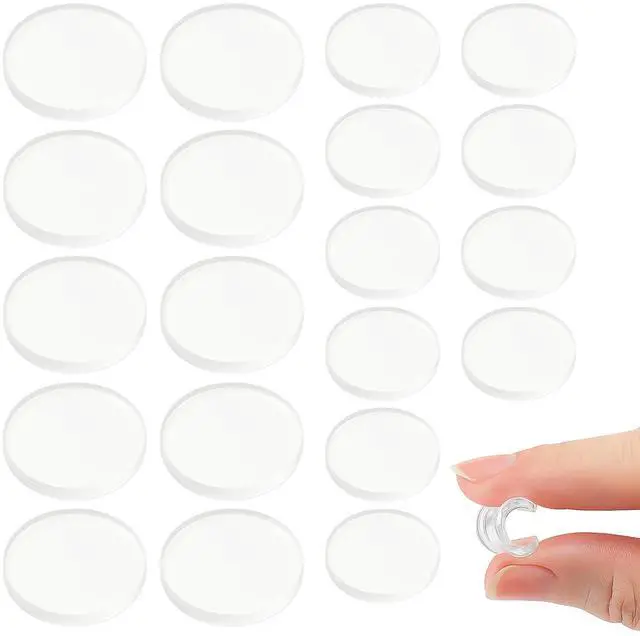 Main image of Clear Glass Table Top Pads Two Sizes Non-Adhesive Silicone Rubber Bumpers Anti-Slip & Shock Absorbing Pads for Glass Tops on Wood, Ceramic, Plastic Furniture (20 Pack)