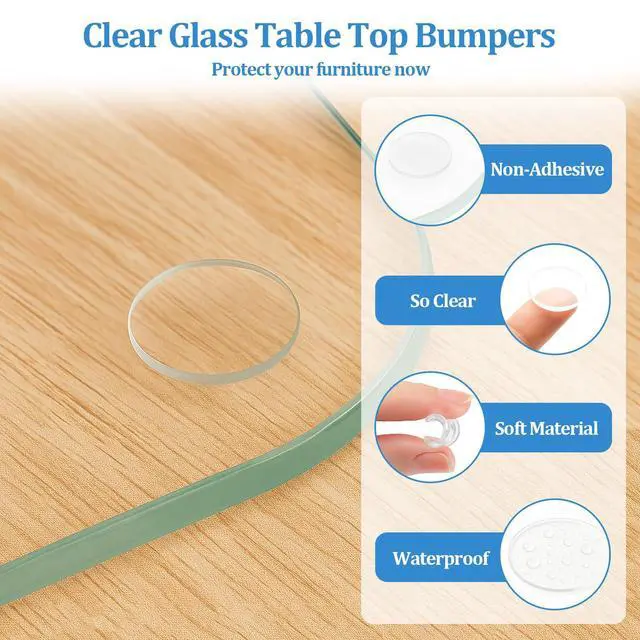 Alt view image 3 of 6 - Clear Glass Table Top Pads Two Sizes Non-Adhesive Silicone Rubber Bumpers Anti-Slip & Shock Absorbing Pads for Glass Tops on Wood, Ceramic, Plastic Furniture (20 Pack)