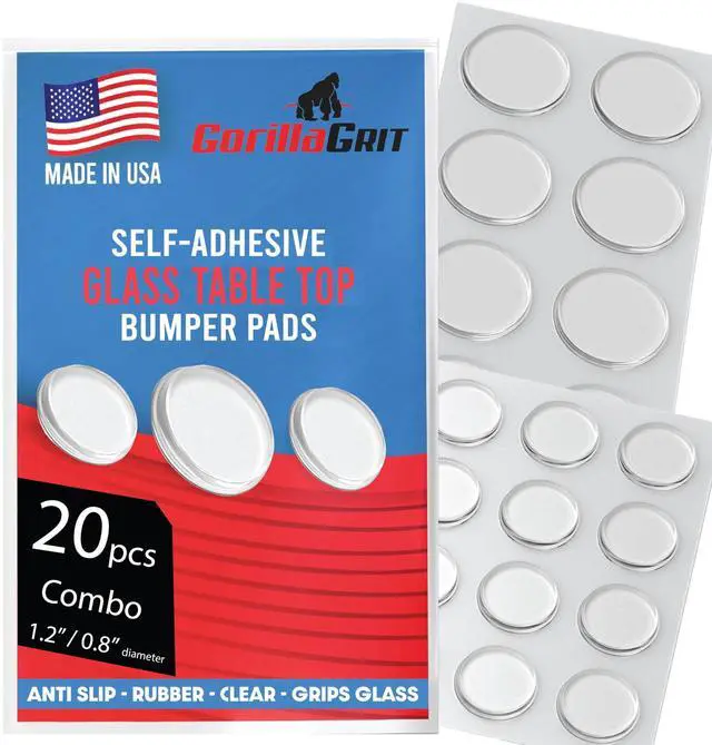 Main image of Round Clear Adhesive Bumpers Combo (Large, Medium) - Transparent Self Stick Rubber Pads for Glass Table Top, Furniture, Laptop, Mirrors - 20 PCs