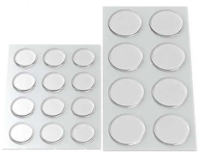 Alt view image 2 of 6 - Round Clear Adhesive Bumpers Combo (Large, Medium) - Transparent Self Stick Rubber Pads for Glass Table Top, Furniture, Laptop, Mirrors - 20 PCs