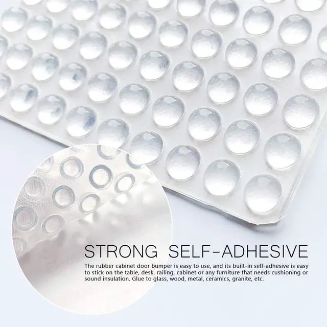 Alt view image 3 of 6 - Pack of 100 Adhesive Bumper Pads for Drawers, Cutting Boards, Glass Tops, Small and Kitchen Furniture, Picture Frames Sound Dampening Transparent Rubber Feet for Cabinet Doors (Clear)