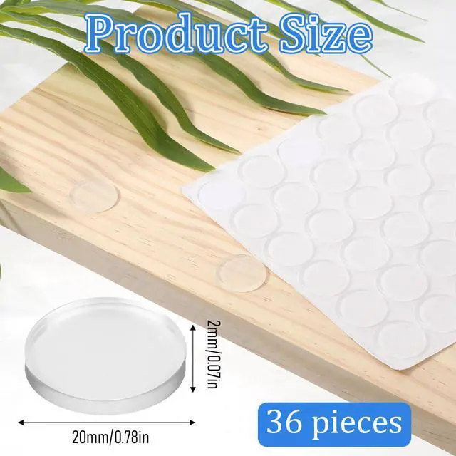 Alt view image 2 of 7 - 36Pcs 0.78" Glass Table Top Anti Slip Pads 20 * 2mm Adhesive Clear Rubber Bumpers Dots for Glass Table Tops Non Slip Bumpers Clear Pads Round Silicone Cabinet Bumper Dots