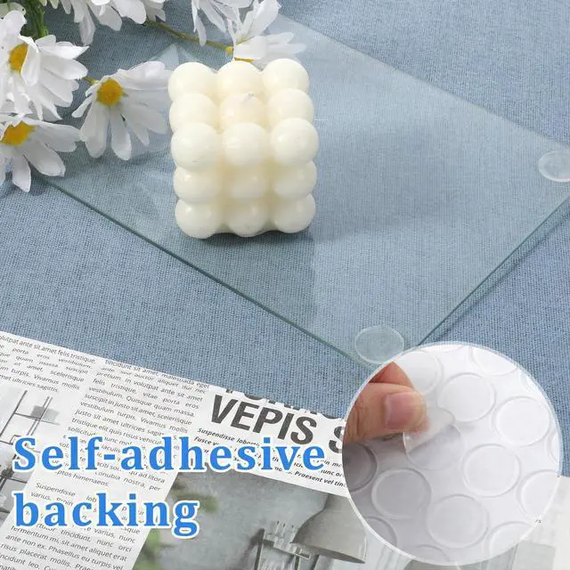 Alt view image 4 of 7 - 36Pcs 0.78" Glass Table Top Anti Slip Pads 20 * 2mm Adhesive Clear Rubber Bumpers Dots for Glass Table Tops Non Slip Bumpers Clear Pads Round Silicone Cabinet Bumper Dots