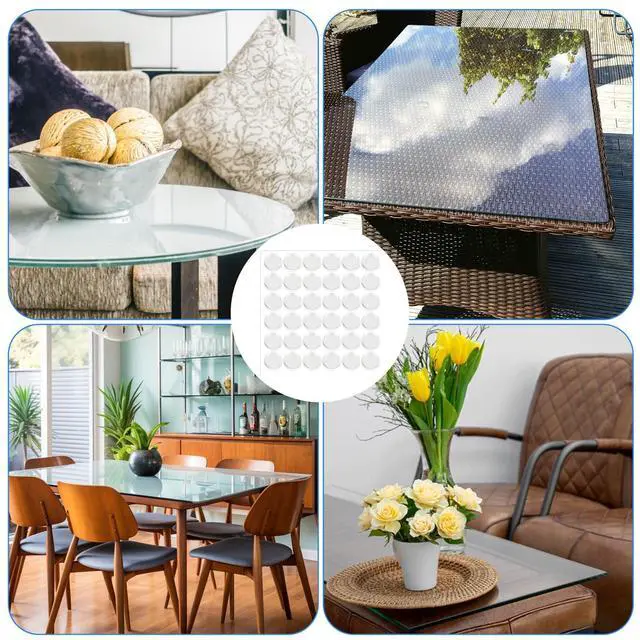 Alt view image 6 of 7 - 36Pcs 0.78" Glass Table Top Anti Slip Pads 20 * 2mm Adhesive Clear Rubber Bumpers Dots for Glass Table Tops Non Slip Bumpers Clear Pads Round Silicone Cabinet Bumper Dots