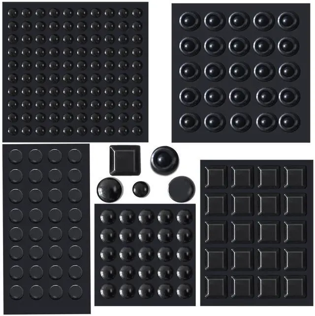Main image of 202 Pcs Combo Pack Clear Adhesive Bumper Pads, Round Spherical Square, Black, Self Adhesive Sound Dampening Transparent Rubber Feet Pads for Cabinet Doors Drawers Glass Tops Picture Frames Boards