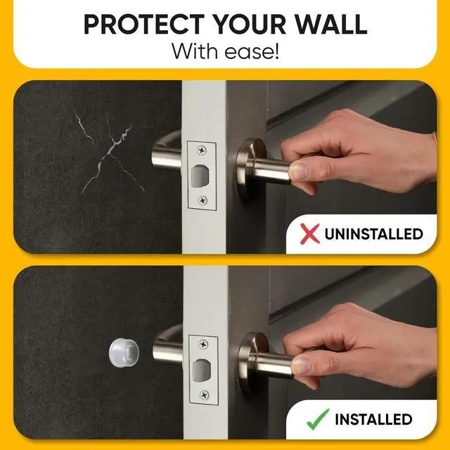Alt view image 4 of 7 - Clear Silicone Door Bumpers Self-Adhesive Wall Protectors for Door Knobs, Handles & Headboards Quiet Rubber Pads for Impact Protection