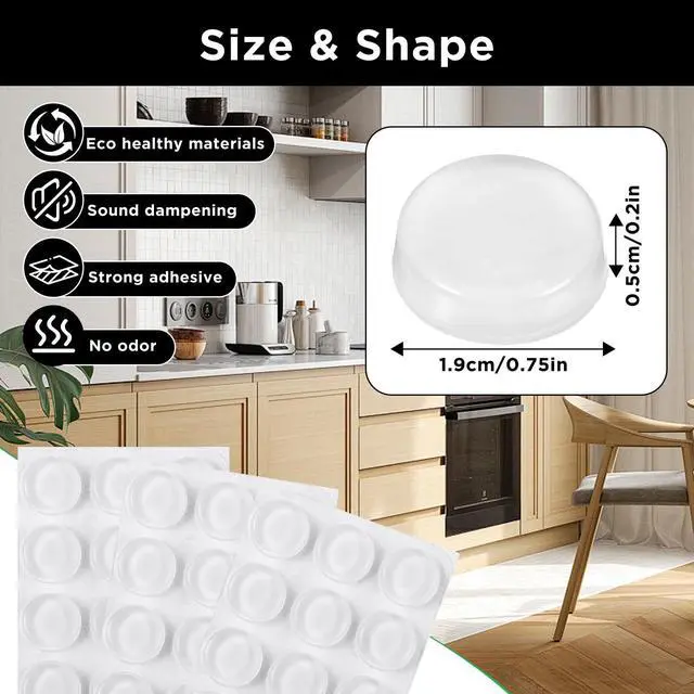 Alt view image 4 of 7 - 36 Pack Glass Table Top Anti Slip Pads, Furnigear 3/4" Anti Slip Furniture Pads Bumpers Grippers Non-Slip Sticker Self Adhesive Rubber Pad Feet for Cutting Board Furniture Laptop