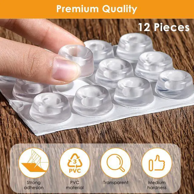Alt view image 5 of 7 - Rubber Feet 12PCS, Clear Rubber Bumpers Self Adhesive, Clear Rubber Bumper Pads for Electronics, Appliances 0.9"x0.4"