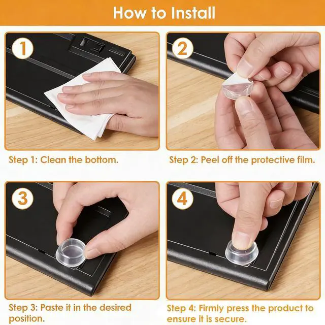 Alt view image 6 of 7 - Rubber Feet 12PCS, Clear Rubber Bumpers Self Adhesive, Clear Rubber Bumper Pads for Electronics, Appliances 0.9"x0.4"