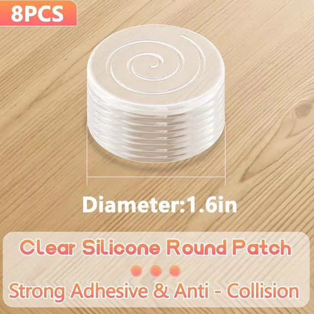 Alt view image 2 of 6 - Clear Cabinet Door Bumpers Self Adhesive Circle 8PCS, Silicone Rubber Bumpers for Furniture Pads, Noise Dampening Rubber Feet, Wall Protectors from Furniture & Door Slam Stopper