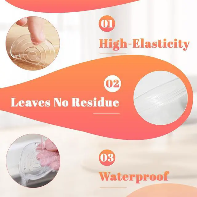 Alt view image 5 of 6 - Clear Cabinet Door Bumpers Self Adhesive Circle 8PCS, Silicone Rubber Bumpers for Furniture Pads, Noise Dampening Rubber Feet, Wall Protectors from Furniture & Door Slam Stopper