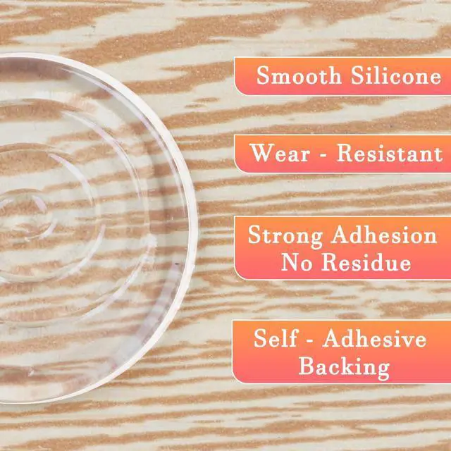 Alt view image 6 of 6 - Clear Cabinet Door Bumpers Self Adhesive Circle 8PCS, Silicone Rubber Bumpers for Furniture Pads, Noise Dampening Rubber Feet, Wall Protectors from Furniture & Door Slam Stopper