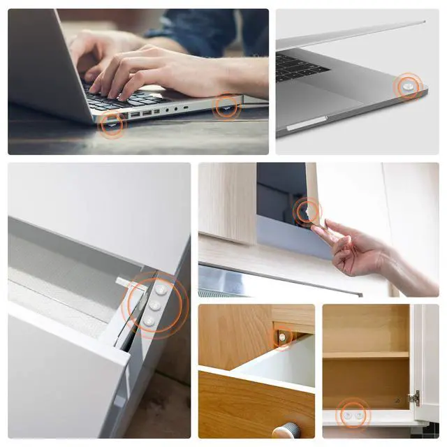 Alt view image 7 of 7 - 200 PCS Cabinet Door Bumpers Clear Rubber Self Adhesive Cabinet Stoppers Pads Sound Dampening Cupboard Door Bumpers Dots for Kitchen Drawers, Picture Frames, Furniture
