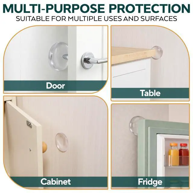 Alt view image 6 of 7 - Door Knob Wall Protector 2 Inch Silicone (6 Pack) Self Adhesive Transparent Door Bumpers, Shock Absorbent Wall Protectors from Door Knobs, Soft Flexible Door Knob Stopper, (Clear)