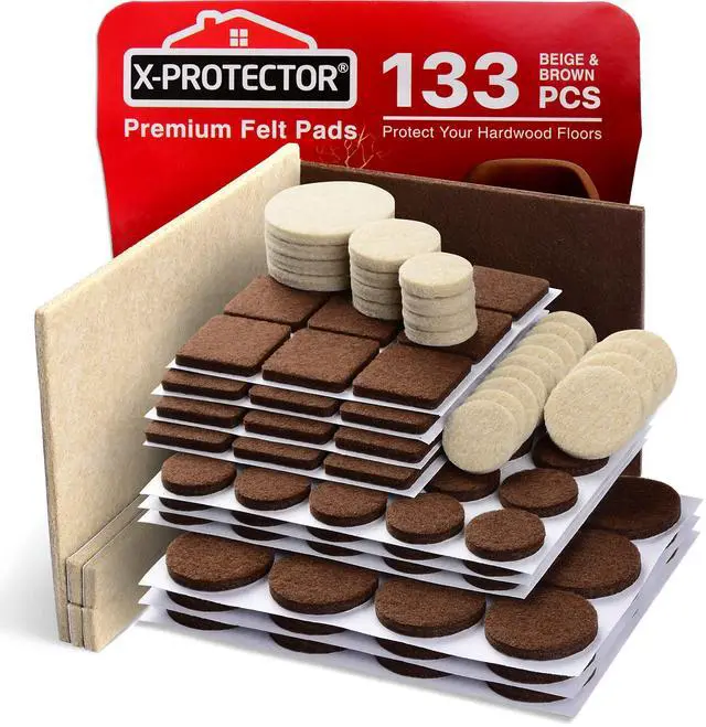 Main image of Felt Furniture Pads X-PROTECTOR 133 PCS Premium Furniture Pads - Felt Pads Furniture Feet Best Wood Floor Protectors - Protect Your Hardwood & Laminate Flooring! Brown and Beige