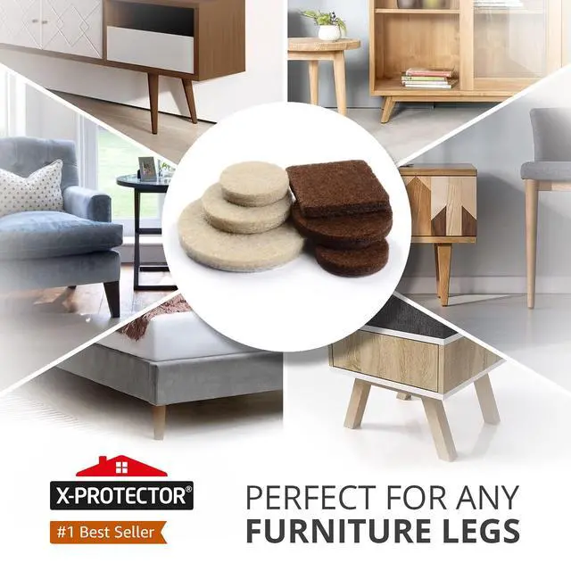 Alt view image 2 of 6 - Felt Furniture Pads X-PROTECTOR 133 PCS Premium Furniture Pads - Felt Pads Furniture Feet Best Wood Floor Protectors - Protect Your Hardwood & Laminate Flooring! Brown and Beige