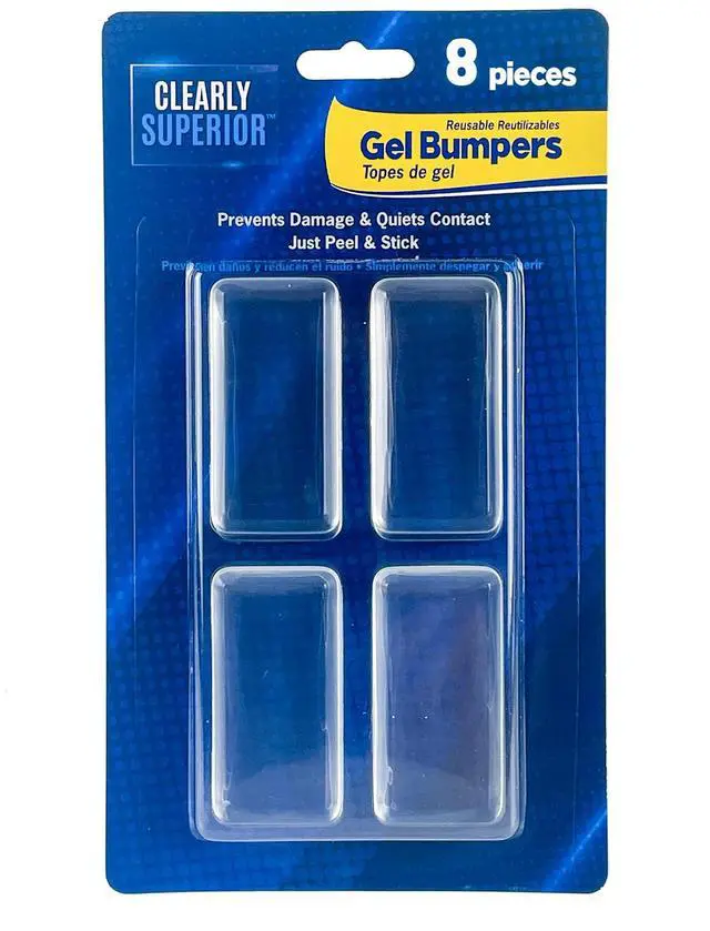 Main image of Multi-Use Bumper Guards - Med 8 Pack Rectangle 2" x 1" x .2" - Protects & Quiets Contact from Furniture, Doors, Dressers, & Appliances - Reusable & Easy to Apply Polymer Gel Bumper