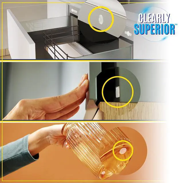 Alt view image 4 of 7 - Multi-Use Bumper Guards - Med 8 Pack Rectangle 2" x 1" x .2" - Protects & Quiets Contact from Furniture, Doors, Dressers, & Appliances - Reusable & Easy to Apply Polymer Gel Bumper