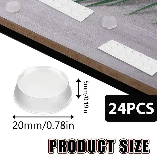 Alt view image 2 of 7 - 24 Pack Glass Table Top Anti Slip Pads 20mm*5mm Clear Glass TableTop Bumpers Self Adhesive Round Adhesive Rubber Feet Bumpers Rubber Grippers for Drawer Cabinet