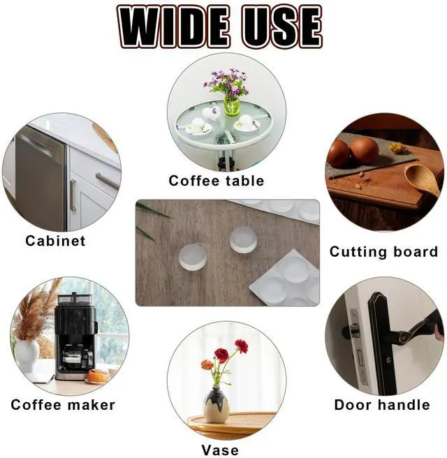 Alt view image 7 of 7 - 36Pcs Glass Table Top Anti Slip Pads Grippers Rubber Bumper Feet Round Adhesive 3/4" Clear Cabinet Door Bumper 20 * 5mm Glass Tabletop Bumpers Feet Protectors for Under Glasses Top