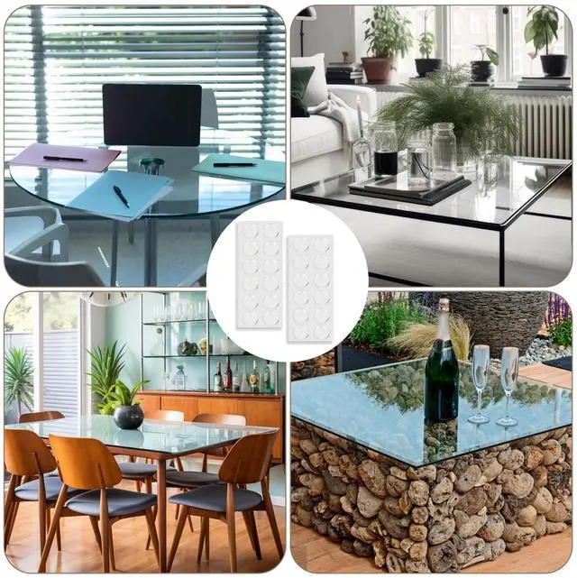 Alt view image 6 of 7 - 24 Pack Glass Table Top Anti Slip Pads 20mm*5mm Clear Glass TableTop Bumpers Self Adhesive Round Adhesive Rubber Feet Bumpers Rubber Grippers for Drawer Cabinet