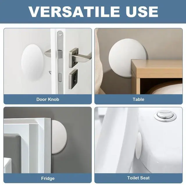 Alt view image 6 of 7 - Door Stoppers for Wall,3.15" Large White Silicone Door Bumpers 6 Pack, Self Adhesive Door Knob Wall Protector, Quiet Shock Absorbent Door Stops to Cover Up Damage & Protect Wall Surfaces